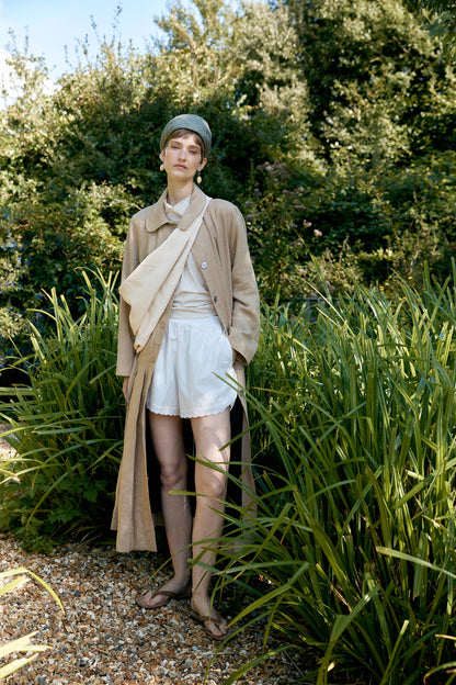 CAWLEY STRETCH WRINKLE LEATHER PLEATED CROSSBODY BAG - IVORY