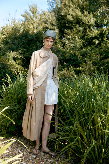 CAWLEY STRETCH WRINKLE LEATHER PLEATED CROSSBODY BAG - IVORY