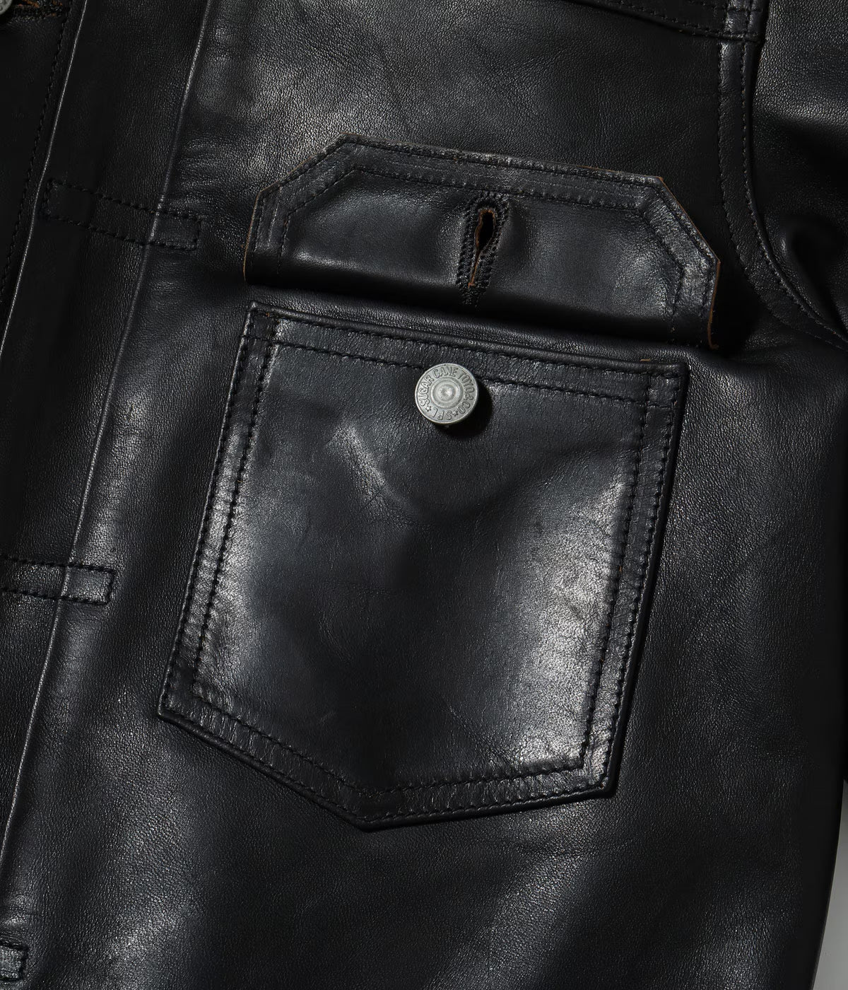 SUGAR CANE 1953 HORSEHIDE LEATHER JACKET - BLACK