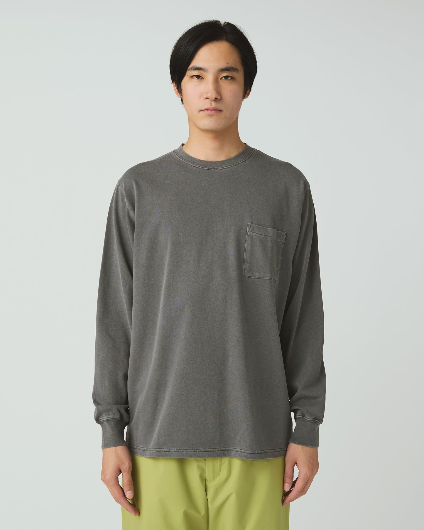 SNOW PEAK GARMENT DYED L/S T-SHIRT - CHARCOAL