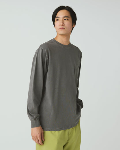 SNOW PEAK GARMENT DYED L/S T-SHIRT - CHARCOAL