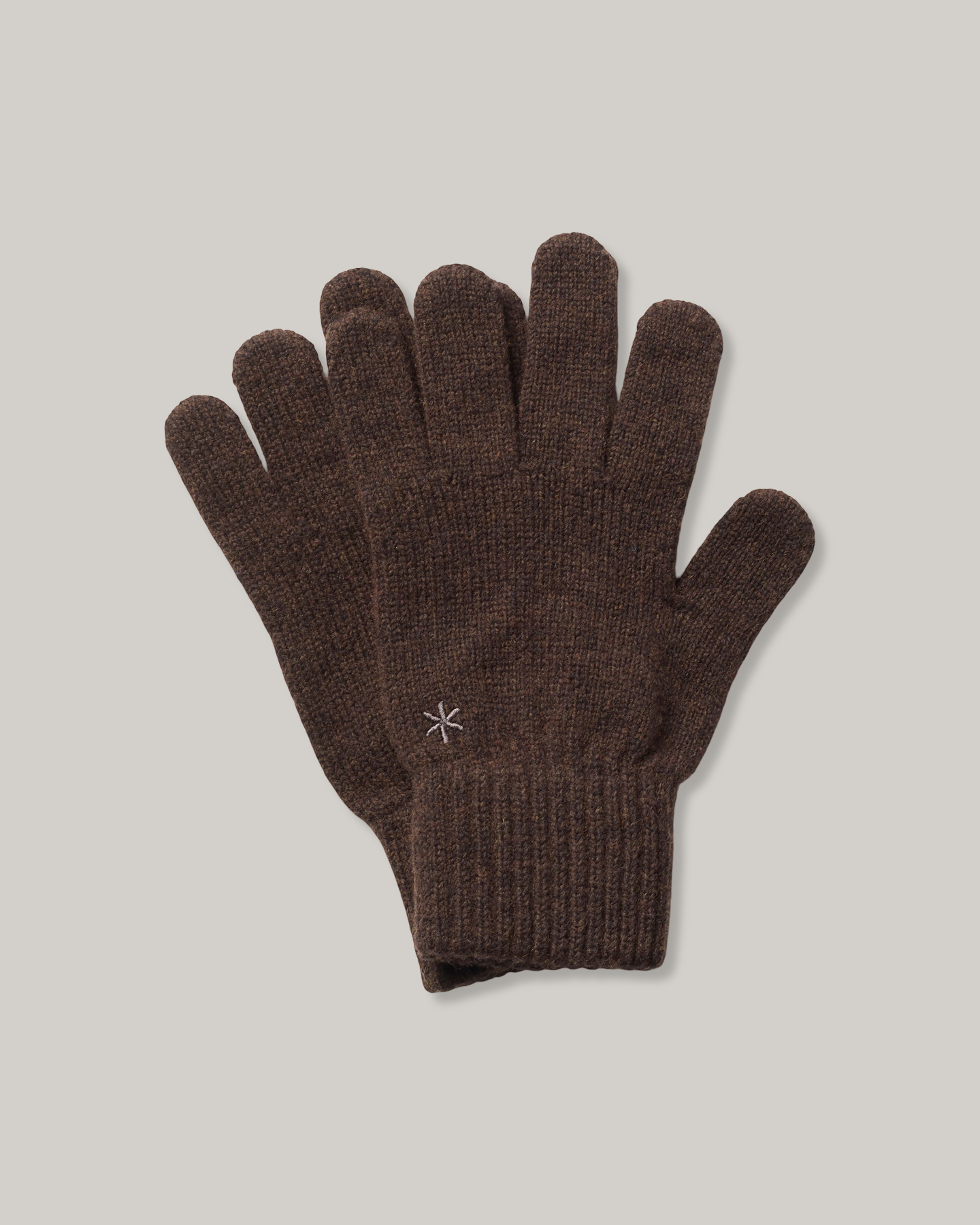 SNOW PEAK WASHABLE WOOL KNIT GLOVES - DARK BROWN