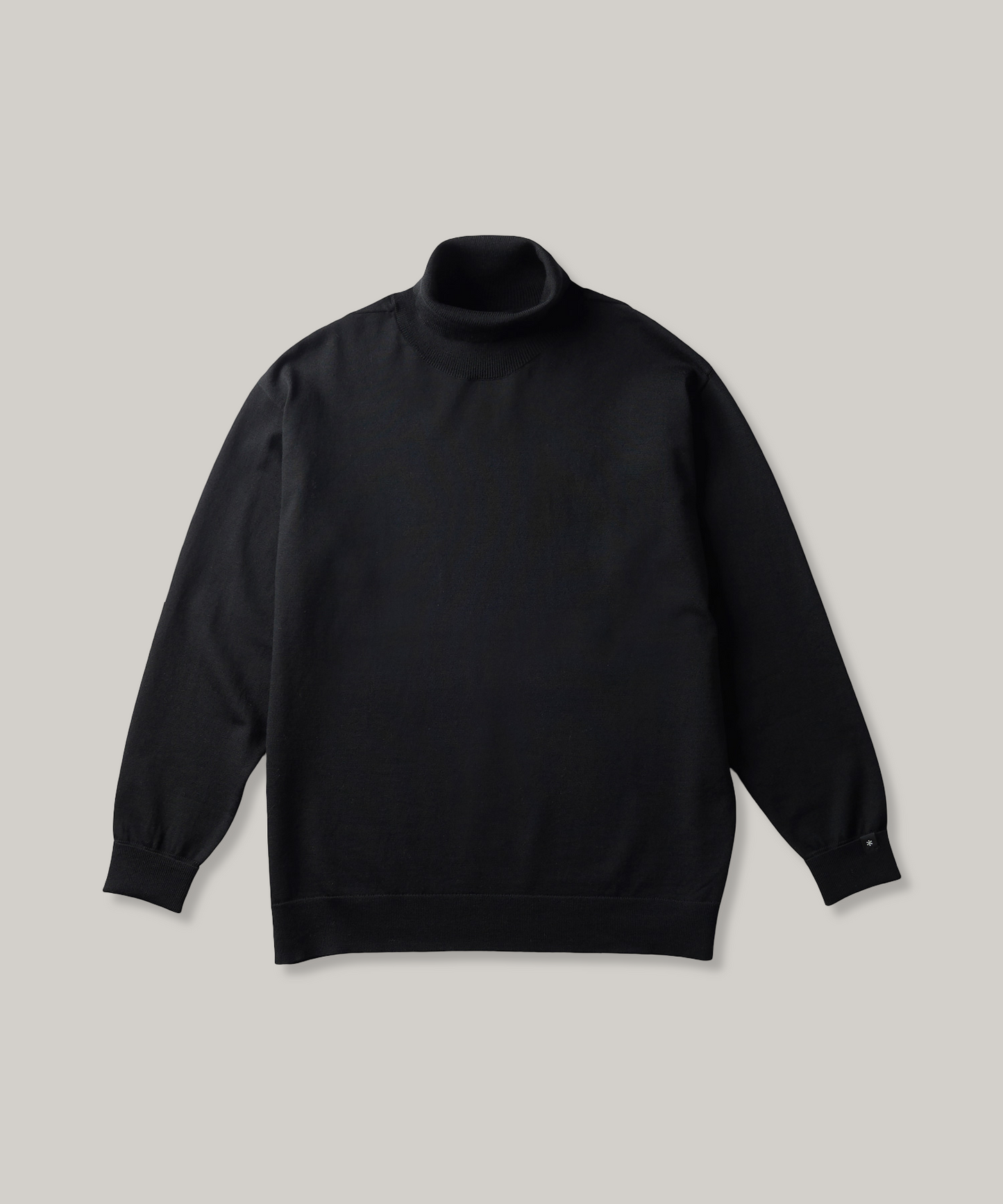 SNOW PEAK WASHABLE WOOL TURTLENECK KNIT - BLACK