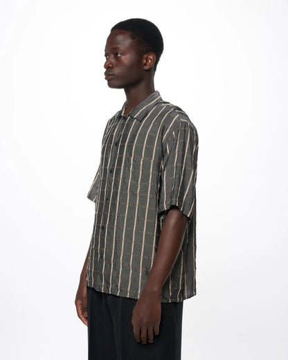 MARKA OPEN COLLAR SS SHIRT - GREY CHECK