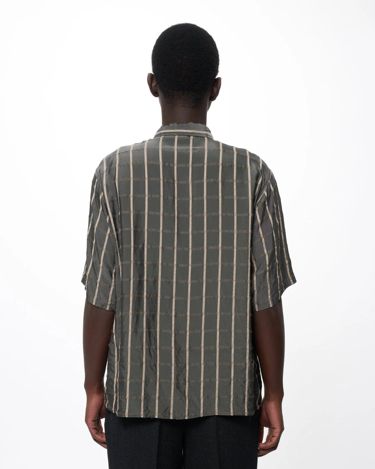 MARKA OPEN COLLAR SS SHIRT - GREY CHECK