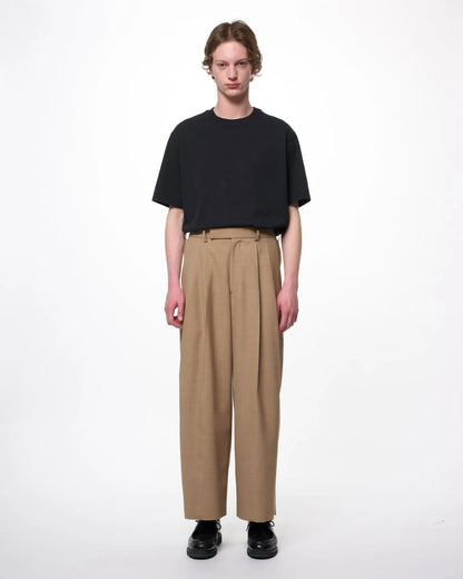 MARKA DOUBLE PLEATED BAGGY TROUSERS - BEIGE