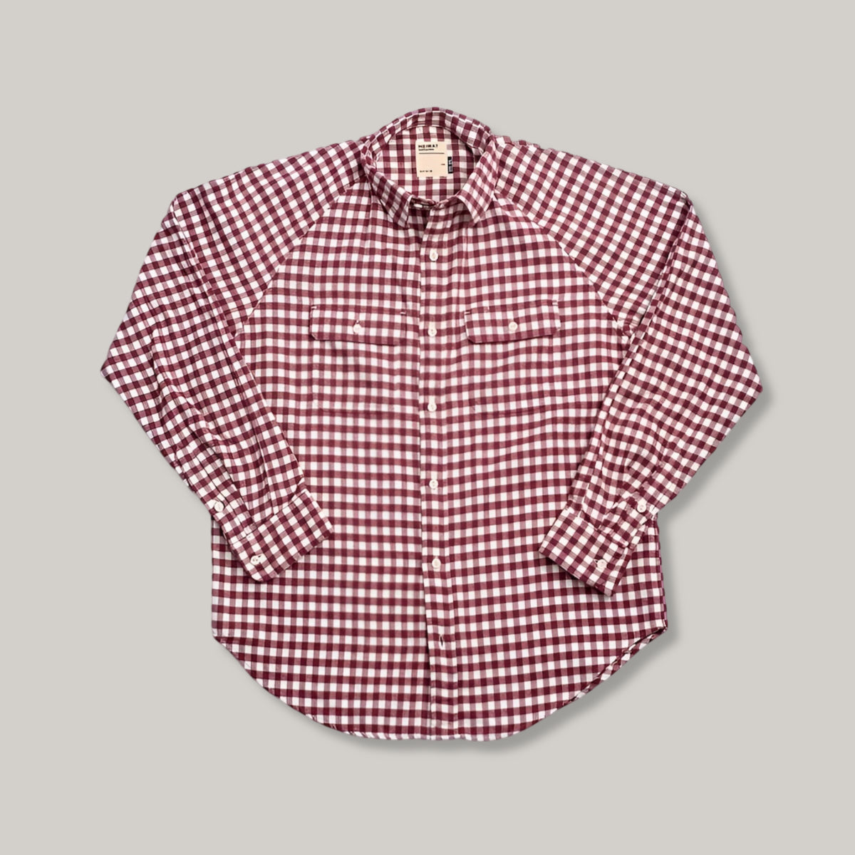 HEIMAT FLANNEL GINGHAM WORK SHIRT - BURGUNDY/ SEASHELL