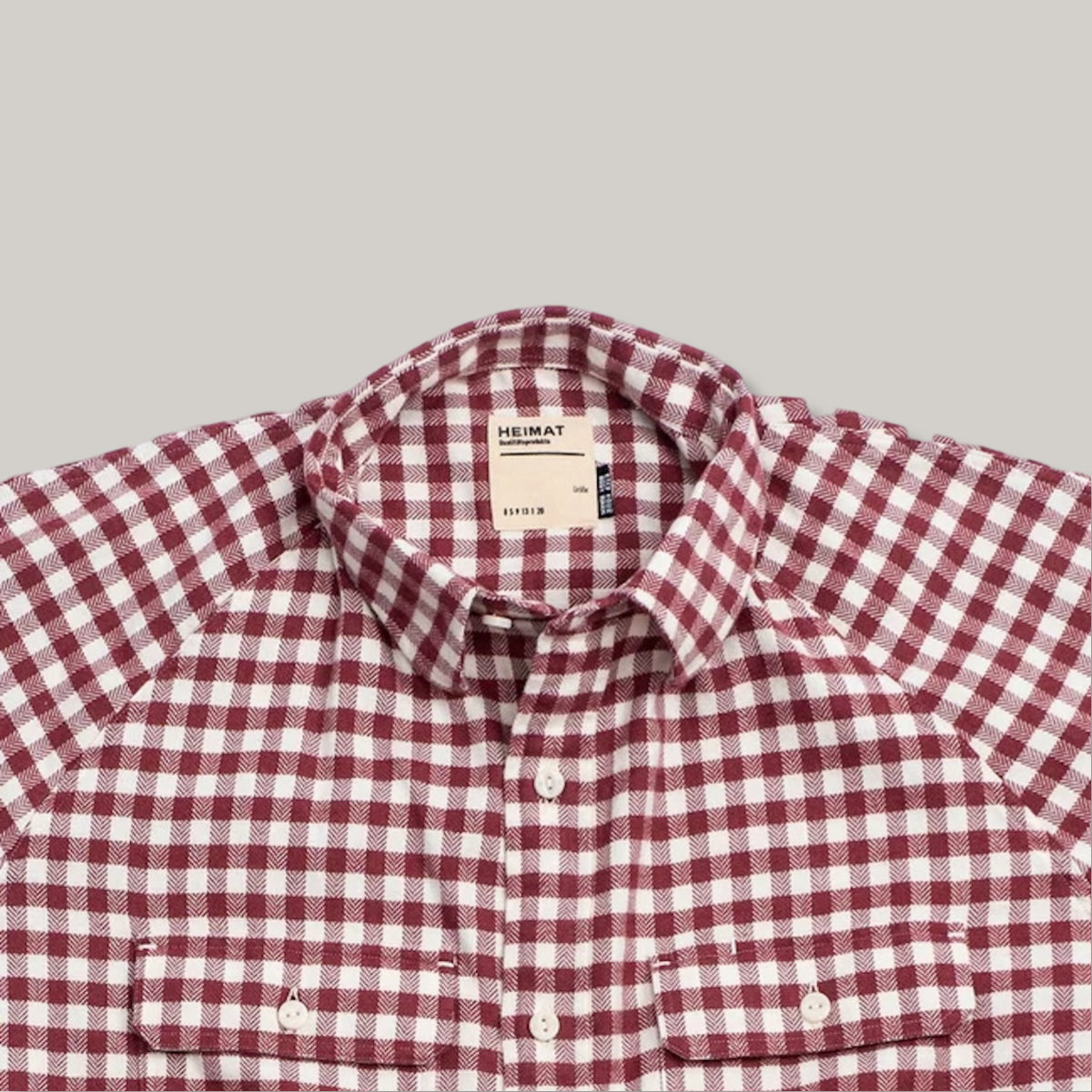 HEIMAT FLANNEL GINGHAM WORK SHIRT - BURGUNDY/ SEASHELL