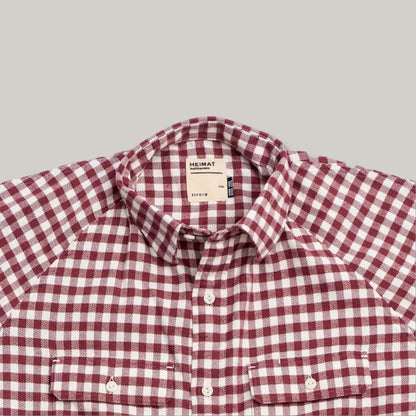 HEIMAT FLANNEL GINGHAM WORK SHIRT - BURGUNDY/ SEASHELL