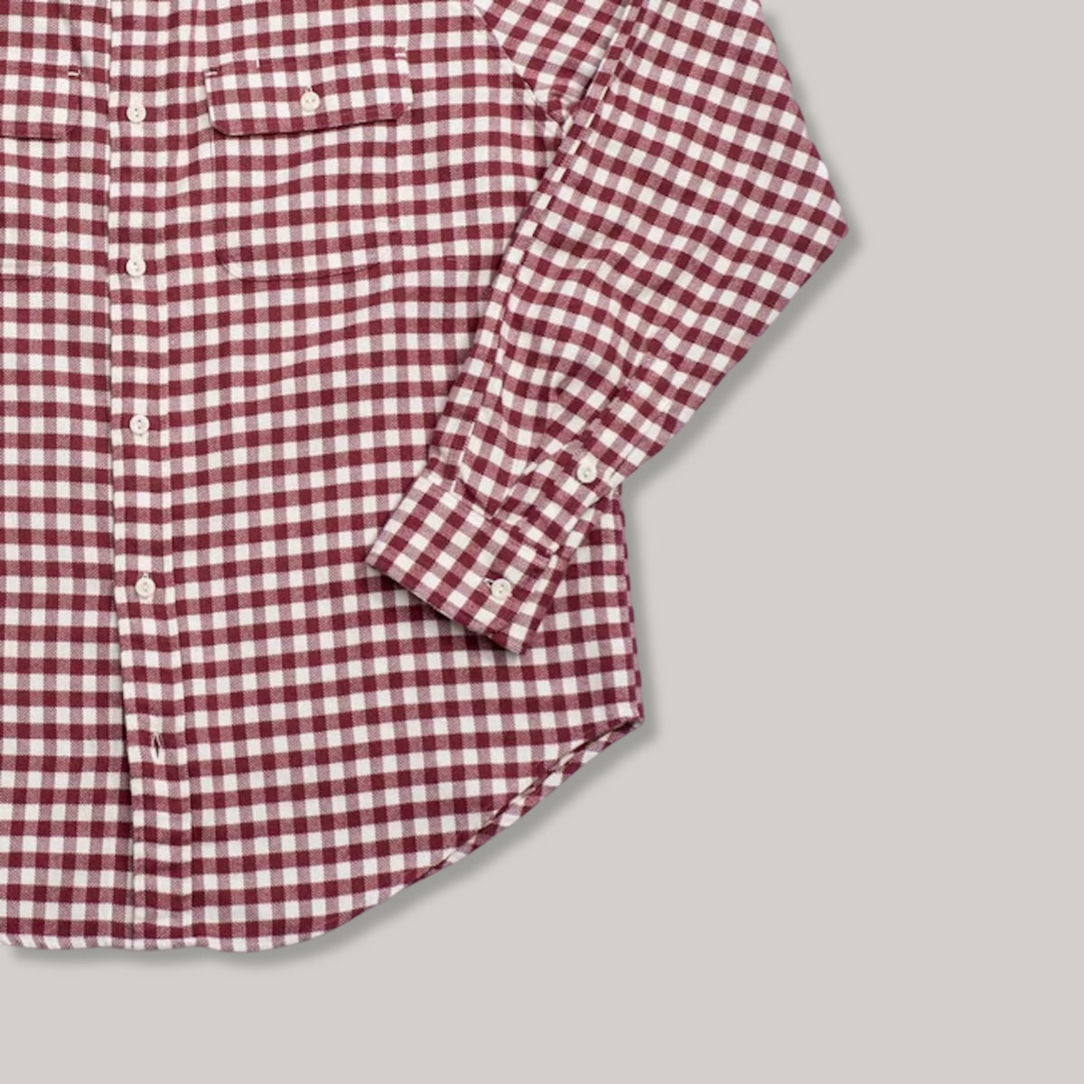 HEIMAT FLANNEL GINGHAM WORK SHIRT - BURGUNDY/ SEASHELL