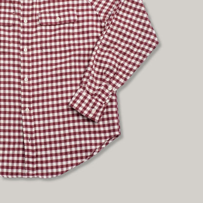HEIMAT FLANNEL GINGHAM WORK SHIRT - BURGUNDY/ SEASHELL