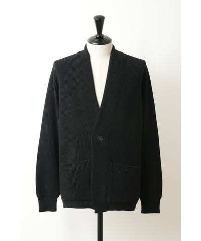 BATONER WOOL SIGNATURE SHAWL COLLAR CARDIGAN - BLACK
