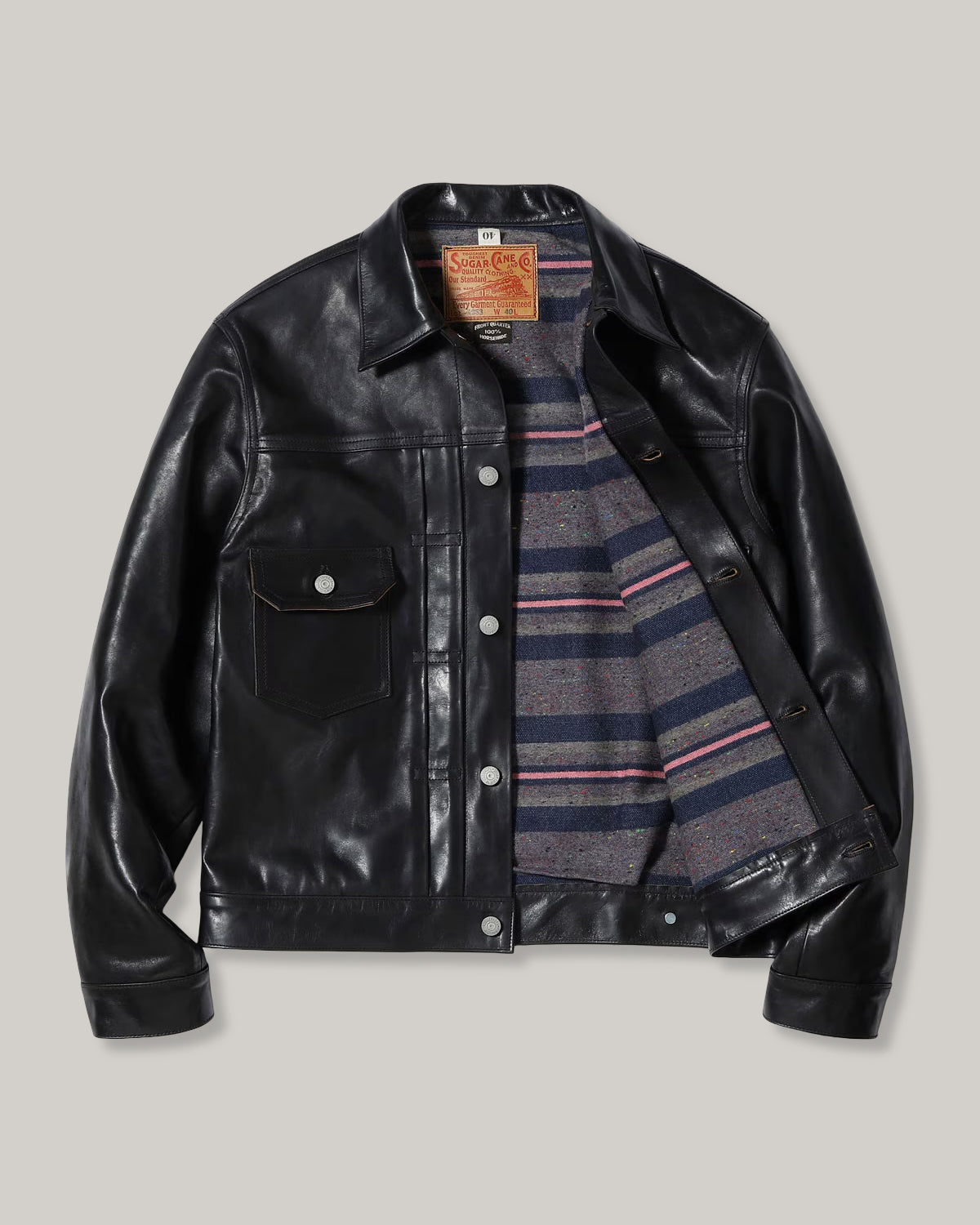 SUGAR CANE 1953 HORSEHIDE LEATHER JACKET - BLACK