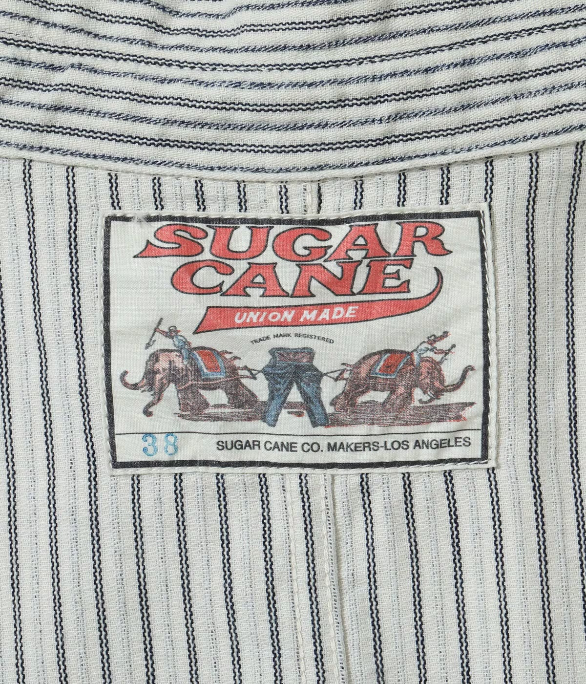 SUGAR CANE 'FICTION ROMANCE' 8oz. INDIGO STRIPE WORK COAT - OFF WHITE