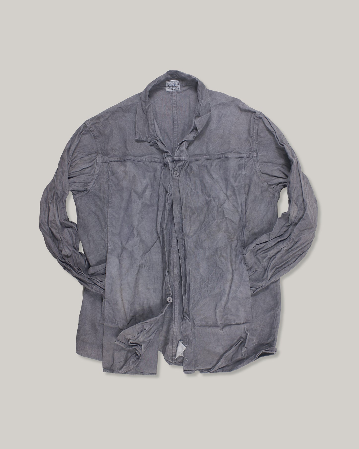 TENDER PLEAT POCKET POCKET SHIRT - COTTON DROP CLOTH - GREY LOGWOOD