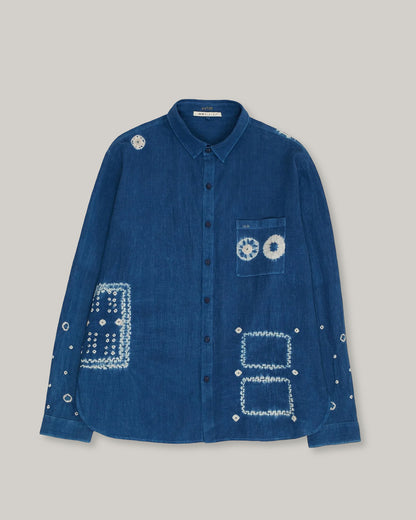 11.11 LOVERS SHIBORI SHIRT - MEDIUM INDIGO
