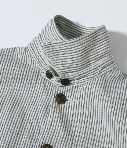 SUGAR CANE 'FICTION ROMANCE' 8oz. INDIGO STRIPE WORK COAT - OFF WHITE