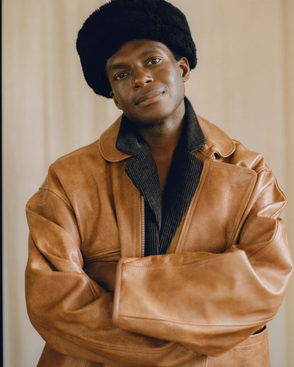 CAWLEY SUEDE BACK CURLY HAIR SHEEPSKIN CAP - CHOCOLATE