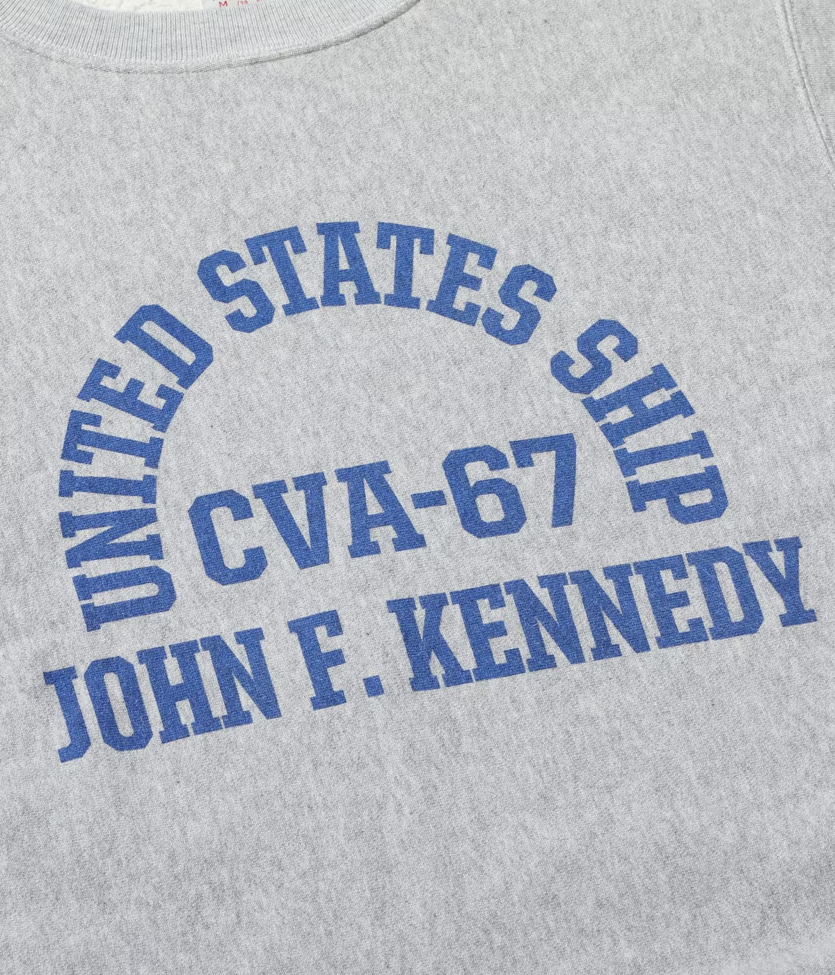 BUZZ RICKSON HORIZONTAL KNITTING SWEAT SHIRT “CVA-67 J.F. KENNEDY” - HEATHER GREY