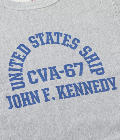 BUZZ RICKSON HORIZONTAL KNITTING SWEAT SHIRT “CVA-67 J.F. KENNEDY” - HEATHER GREY