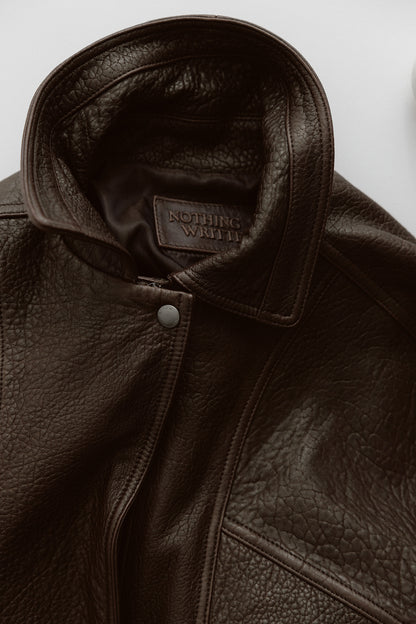 NOTHING WRITTEN LAMBSKIN BOMBER - BROWN