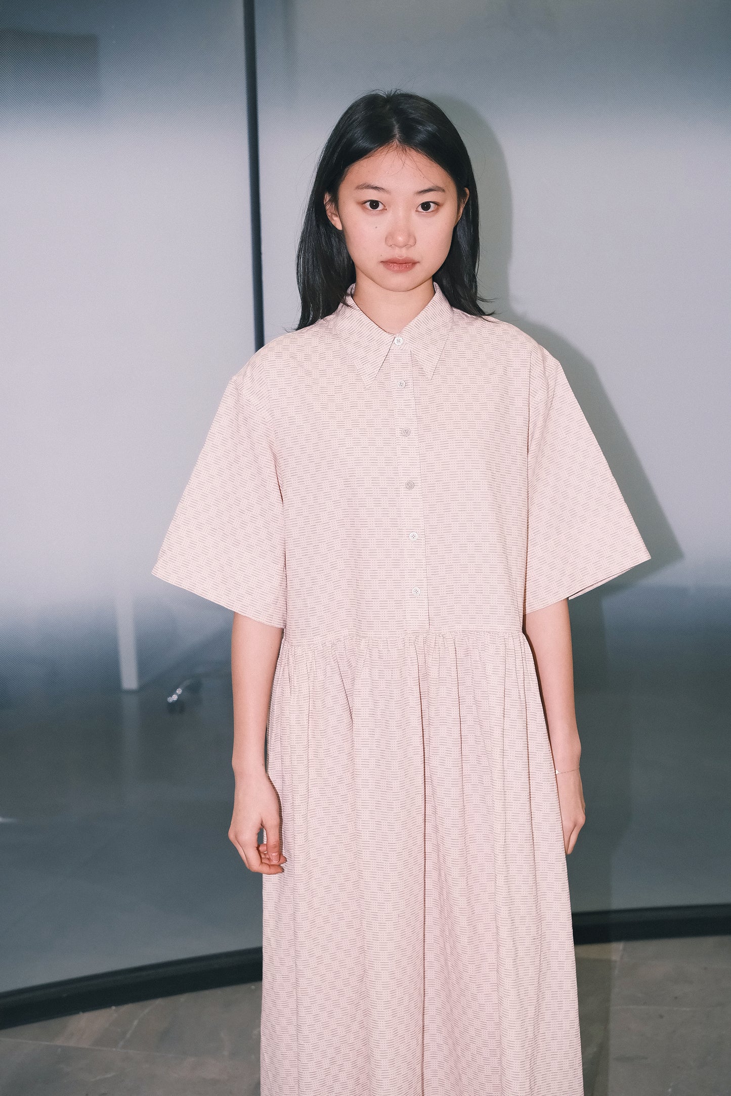 WORK WORKS OVERSIZED GATHERED PULLOVER DRESS - RED TEXTURED