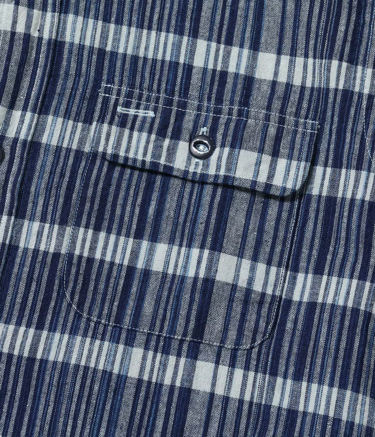 SUGAR CANE FICTION ROMANCE 5oz. INDIGO CHECK WORK SHIRT - NAVY