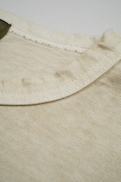 NIGEL CABOURN MAINLINE 7.8oz BASEBALL SHIRT - IVORY/ GREEN