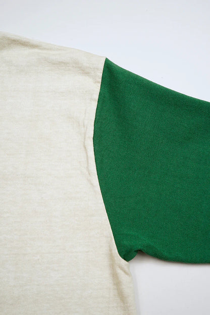 NIGEL CABOURN MAINLINE 7.8oz BASEBALL SHIRT - IVORY/ GREEN