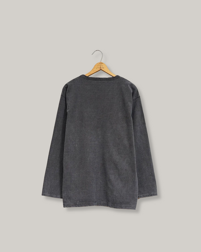 NIGEL CABOURN MAINLINE 40's USMC LONG SLEEVE PIGMENT TEE - DARK NAVY