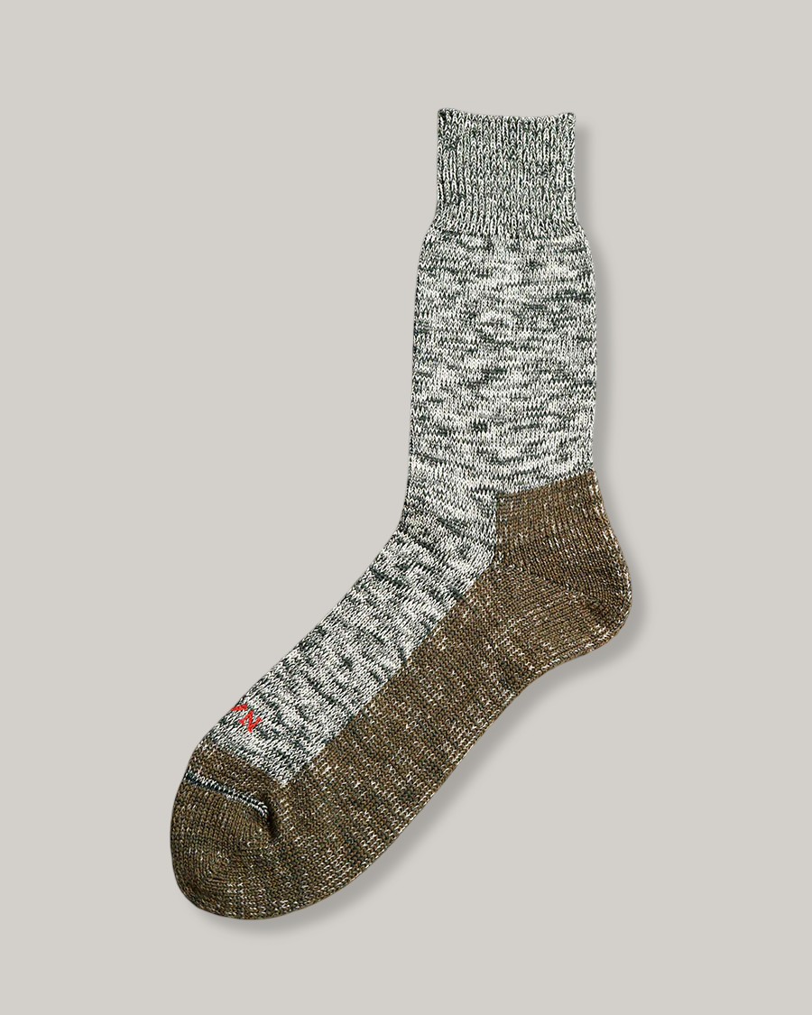 NIGEL CABOURN TWO TONE SOCKS -  DARK GREEN