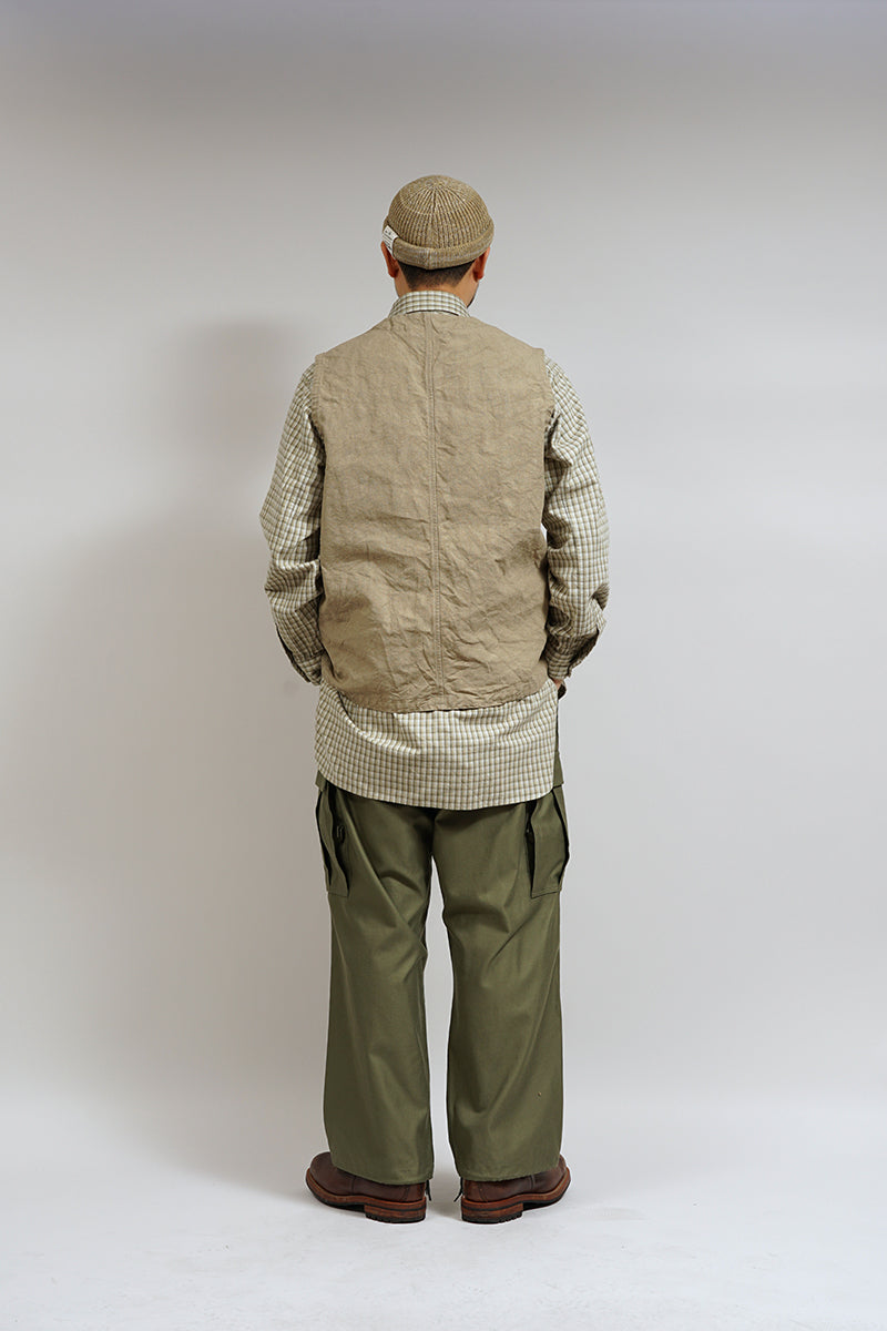NIGEL CABOURN MAINLINE FRENCH WORK VEST HEMP - CHARCOAL GREY