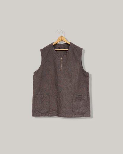 NIGEL CABOURN MAINLINE FRENCH WORK VEST HEMP - CHARCOAL GREY
