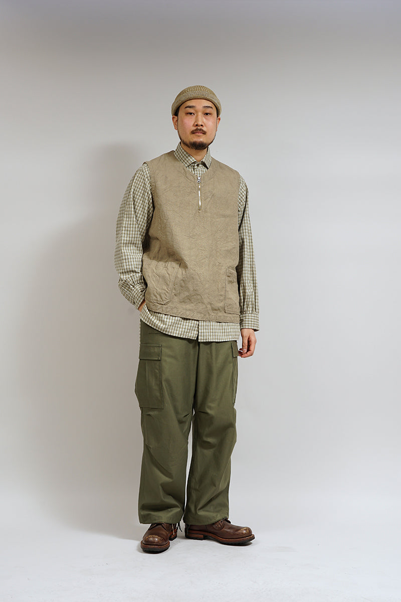NIGEL CABOURN MAINLINE FRENCH WORK VEST HEMP - CHARCOAL GREY