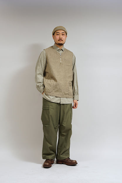 NIGEL CABOURN MAINLINE FRENCH WORK VEST HEMP - CHARCOAL GREY