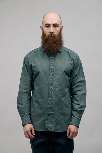 NIGEL CABOURN MAINLINE BRITISH OFFICERS SHIRT - DARK GREEN
