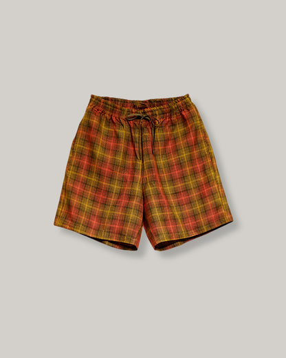 NIGEL CABOURN MAINLINE HEMP CHECK GYM SHORT - RED