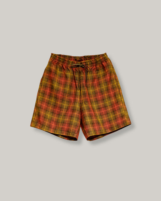 NIGEL CABOURN MAINLINE HEMP CHECK GYM SHORT - RED