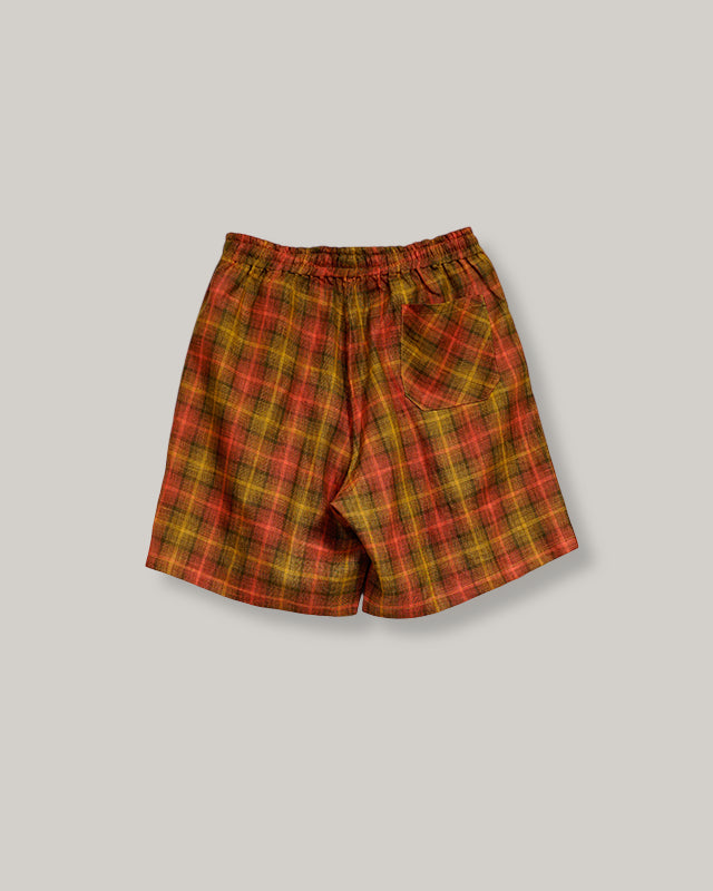 NIGEL CABOURN MAINLINE HEMP CHECK GYM SHORT - RED