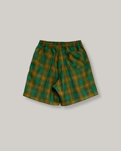NIGEL CABOURN MAINLINE HEMP CHECK GYM SHORT - GREEN