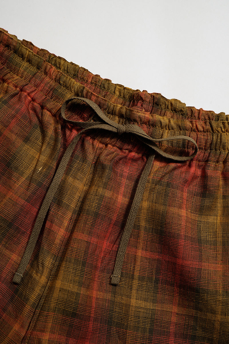 NIGEL CABOURN MAINLINE HEMP CHECK GYM SHORT - RED