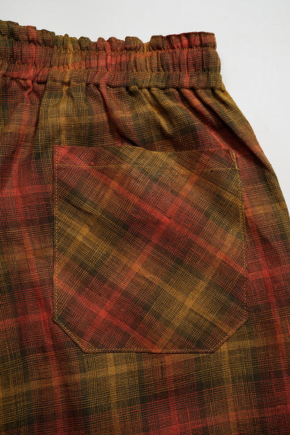 NIGEL CABOURN MAINLINE HEMP CHECK GYM SHORT - RED