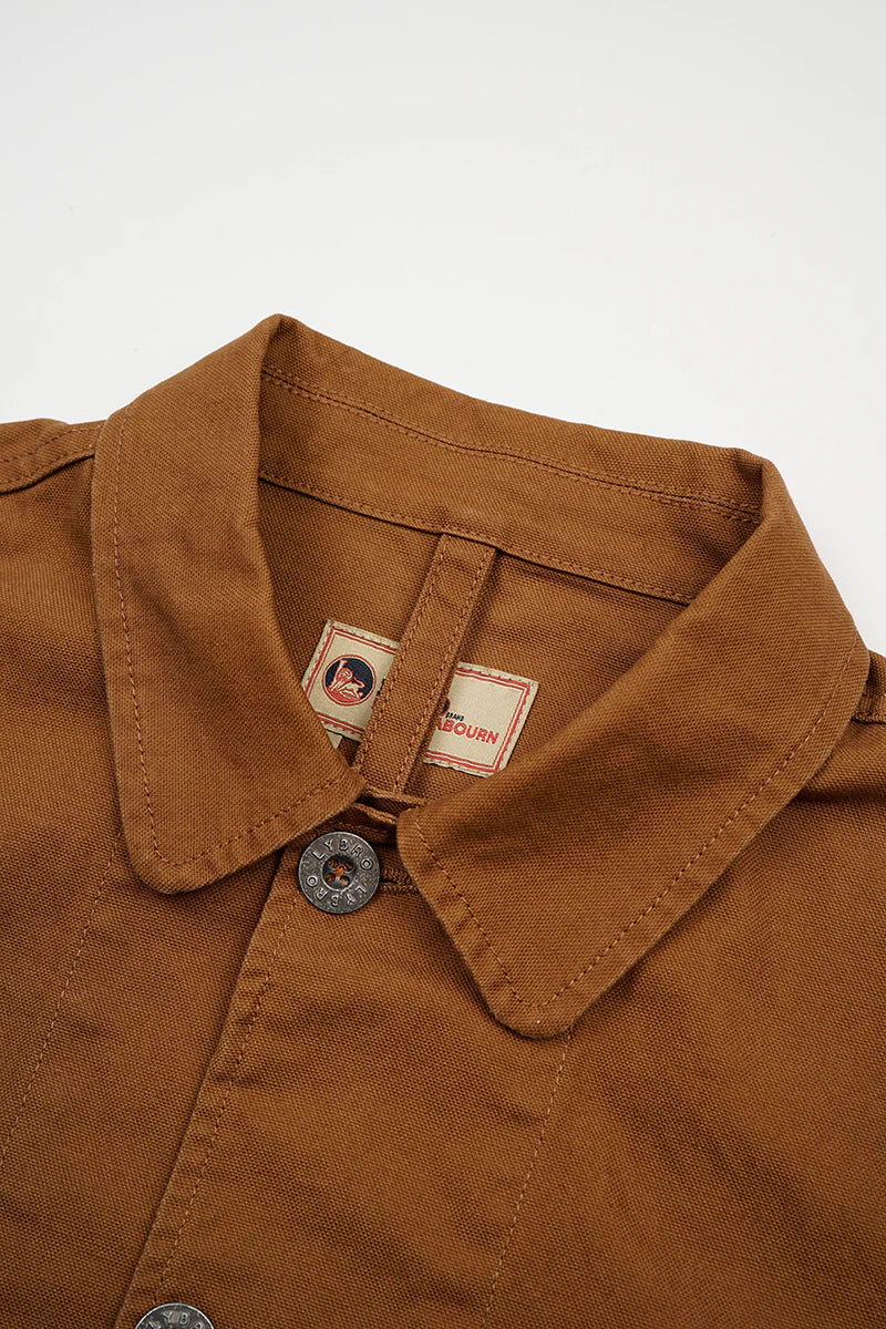 NIGEL CABOURN SHORT ANGLED JACKET - DUCK CANVAS - BROWN