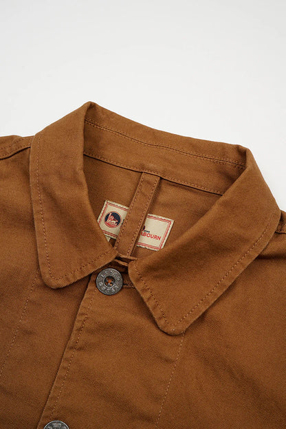 NIGEL CABOURN SHORT ANGLED JACKET - DUCK CANVAS - BROWN
