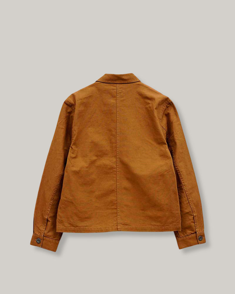 NIGEL CABOURN SHORT ANGLED JACKET - DUCK CANVAS - BROWN