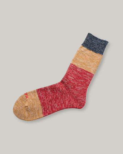 NIGEL CABOURN THREE TONE BORDER SOCKS - RED