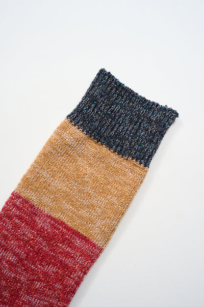 NIGEL CABOURN THREE TONE BORDER SOCKS - RED