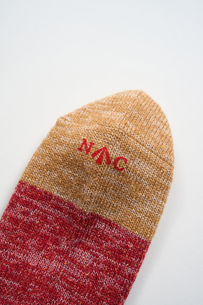 NIGEL CABOURN THREE TONE BORDER SOCKS - RED