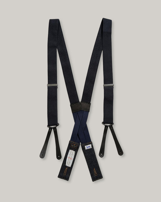 LEE x NIGEL CABOURN OX'ED SILVER -  FILED WORKER SUSPENDER - INDIGO