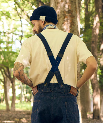 LEE x NIGEL CABOURN OX'ED SILVER -  FILED WORKER SUSPENDER - INDIGO
